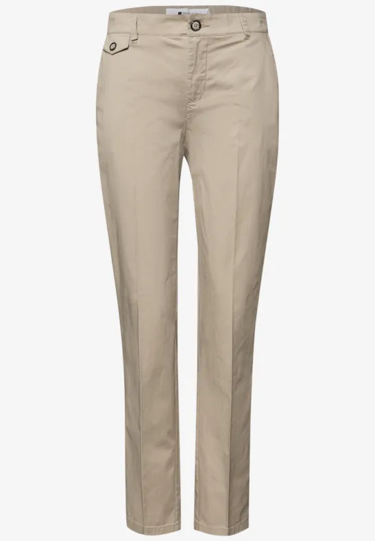 Casual fit chino's in een zachte stof buff grey