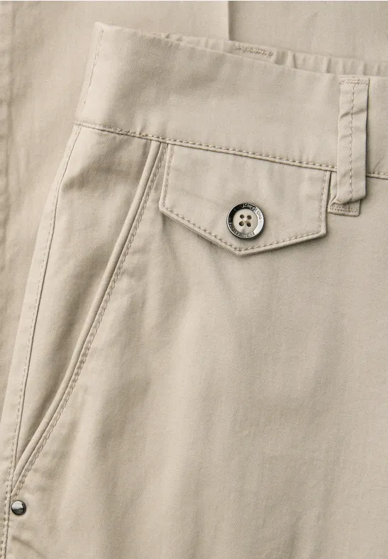 Casual fit chino's in een zachte stof buff grey