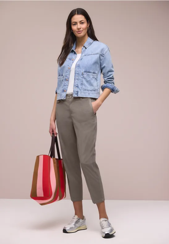 Chino im Casual Fit in softer Qualität dark tumbled beige