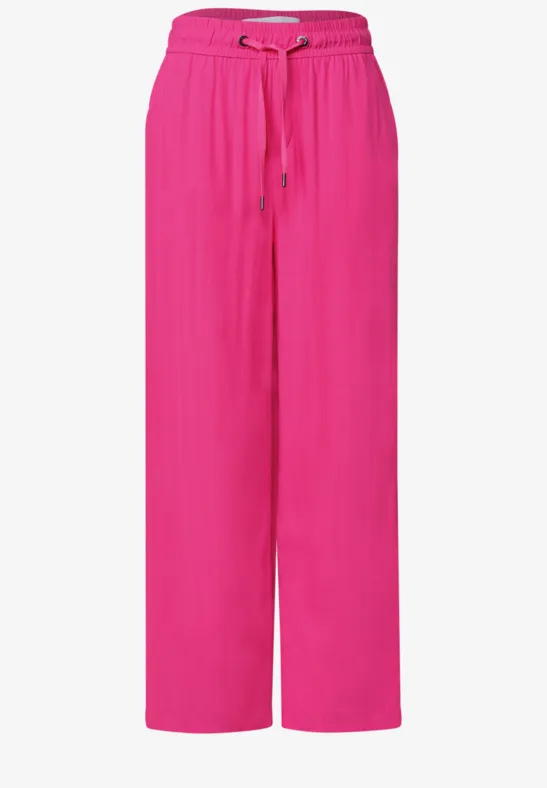 Pantalon ample rose fuchsia à taille élastiquée avec cordon et coupe fluide.