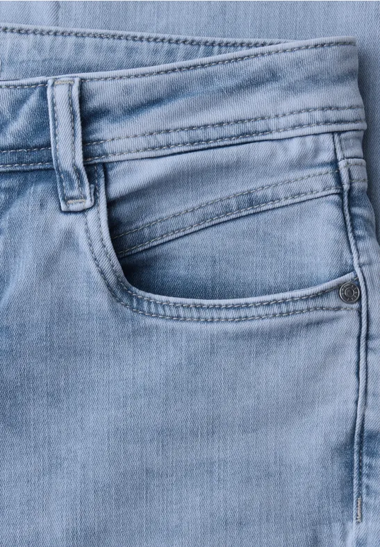 Mid Waist Slim Leg Jeans im Slim Fit light blue random wash