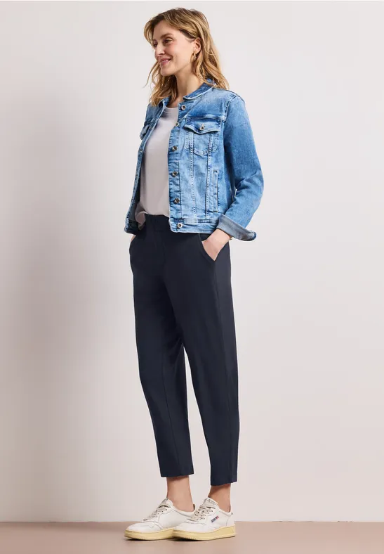 Mid Waist Slim Leg Hose im Loose Fit shadowed navy