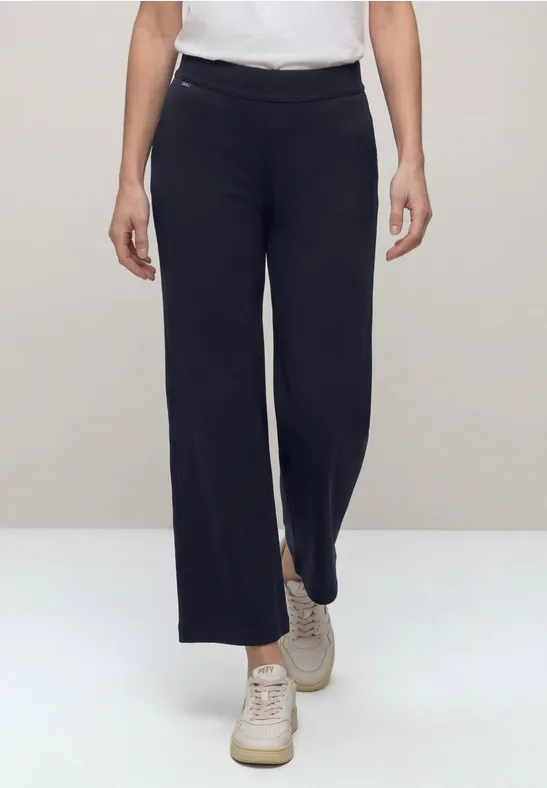 High Waist broek met wijde pijpen in Loose Fit deep blue