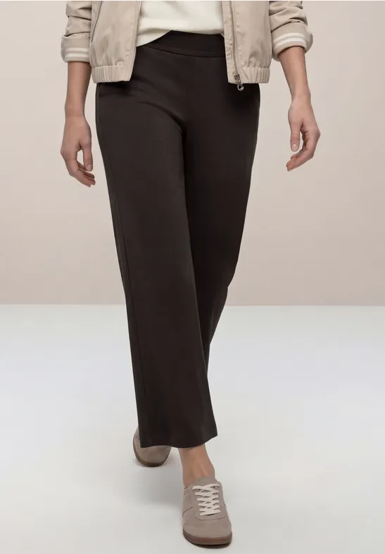 High Waist broek met wijde pijpen in Loose Fit deep earth