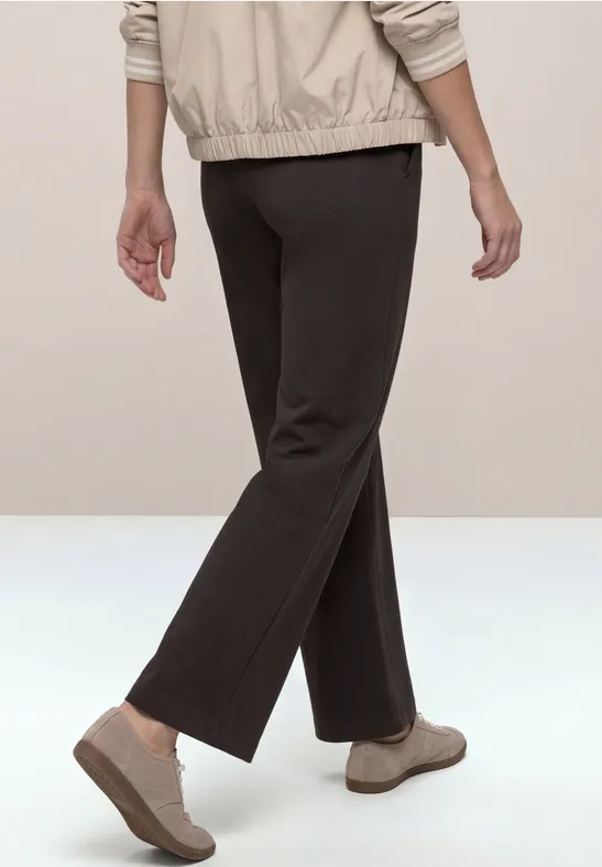 High Waist broek met wijde pijpen in Loose Fit deep earth