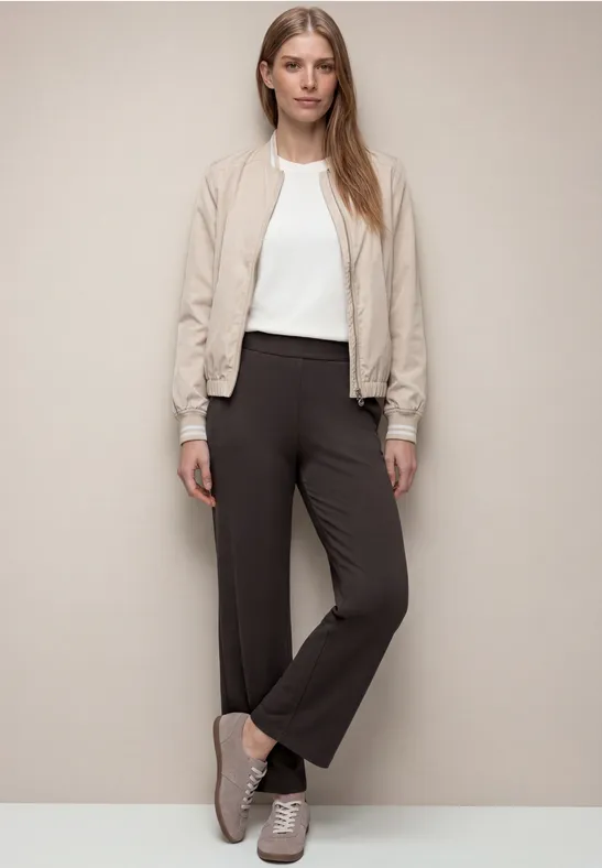 High Waist broek met wijde pijpen in Loose Fit deep earth