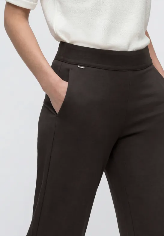 High Waist broek met wijde pijpen in Loose Fit deep earth