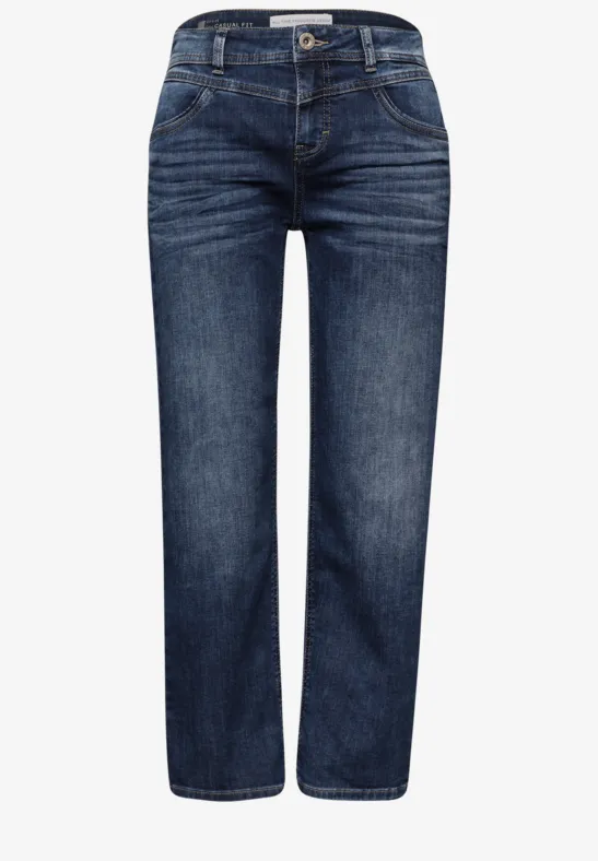 Mid Waist Straight Leg Jeans en coupe casual dark blue wash
