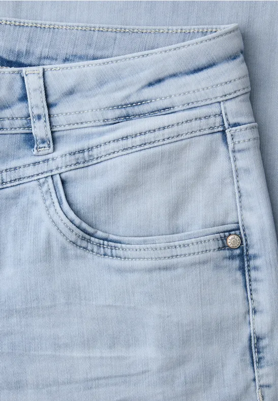 Mid Waist Straight Leg Jeans im Casual Fit bleached random wash