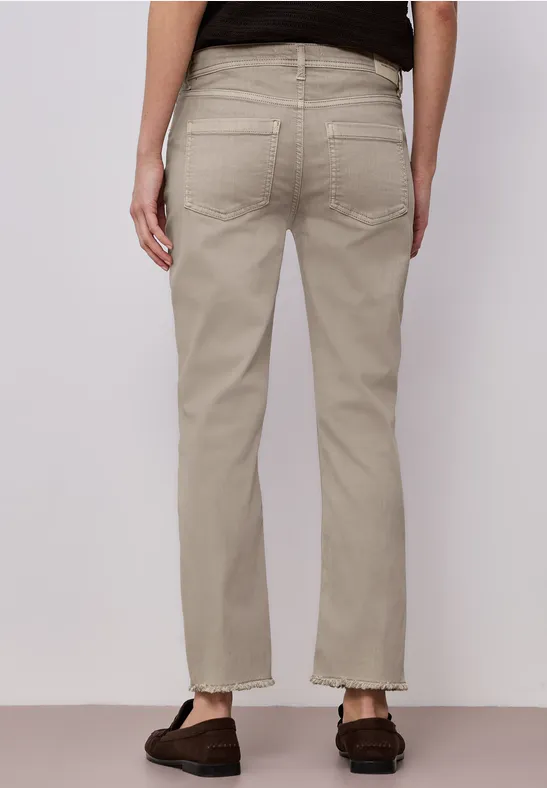 Straight Leg Jeans mit fransigem Saum Beige Washed