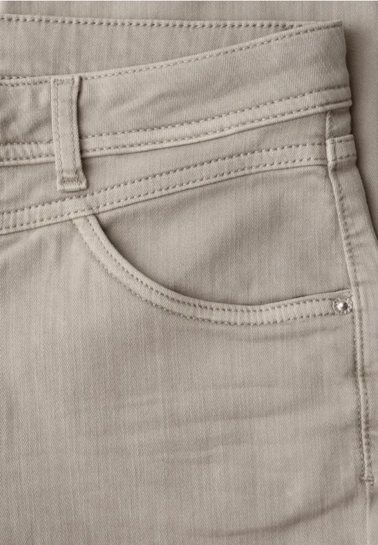 Straight Leg Jeans mit fransigem Saum Beige Washed