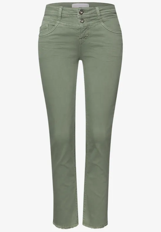Jeans Straight Legs avec ourlet frangé Sage Green Washed