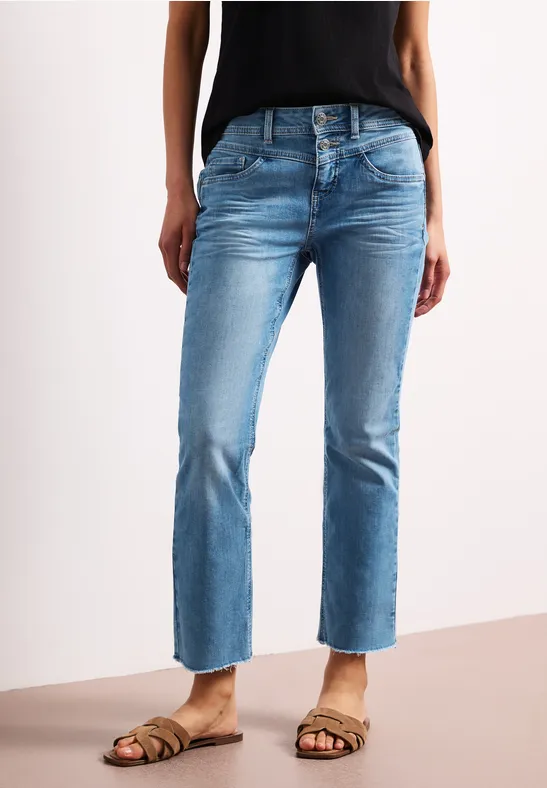 Straight Legs jeans met franje aan de zoom Light Blue Wash