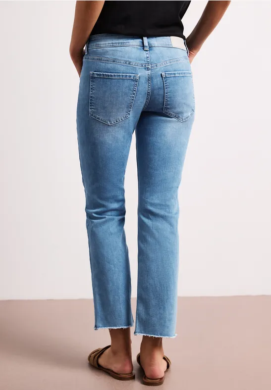 Straight Legs jeans met franje aan de zoom Light Blue Wash