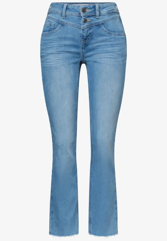 Straight Legs jeans met franje aan de zoom Light Blue Wash