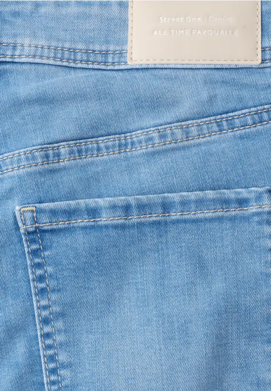 Straight Legs jeans met franje aan de zoom Light Blue Wash