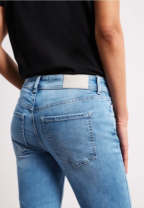 Straight Legs jeans met franje aan de zoom Light Blue Wash