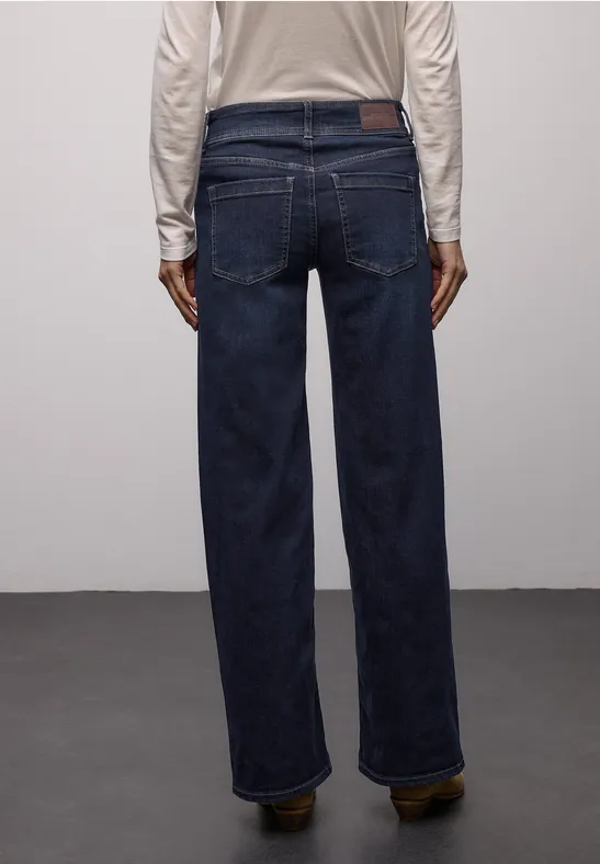 Wide Legs Jeans Deep blue soft washed
