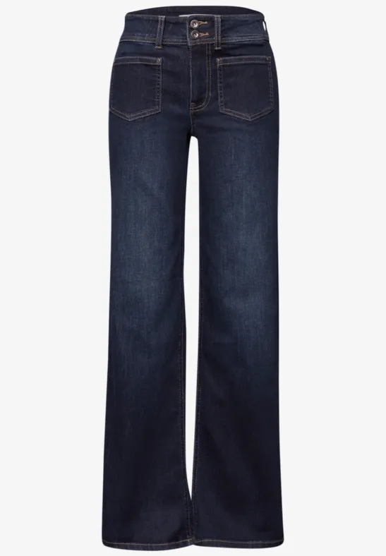 Wide Legs Jeans Deep blue soft washed
