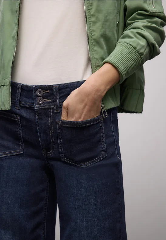 Wide Legs Jeans Deep blue soft washed