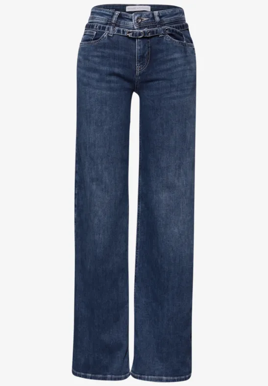 Wide Leg Jeans Medium Blue Soft washed