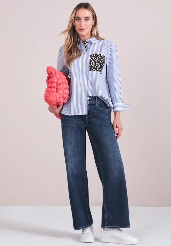 Wide Leg Jeans Medium Blue Soft washed