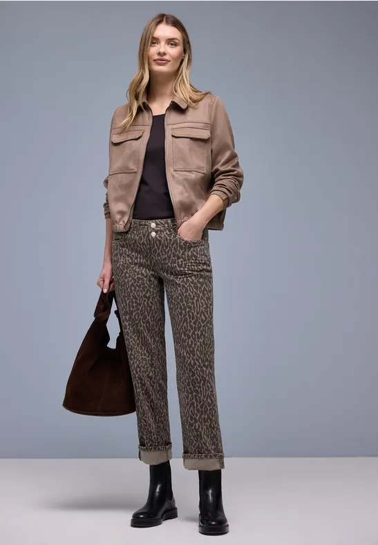 Straight Leg Jeans Leo Print washed