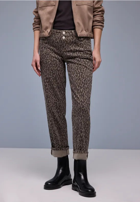 Straight Leg Jeans Leo Print washed