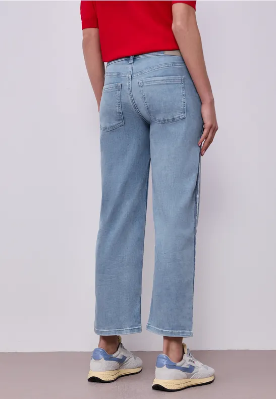 Straight Leg Jeans Light Blue Random Wash