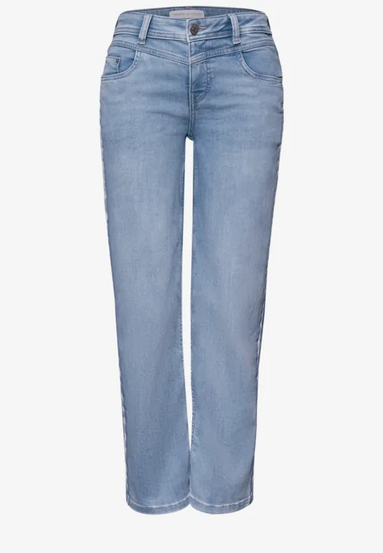 Straight Leg Jeans Light Blue Random Wash