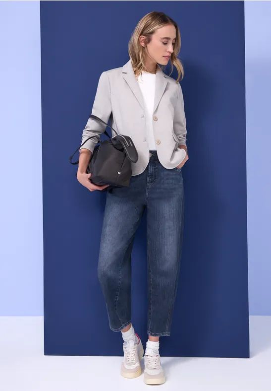 Barrel Leg Jeans Medium Blue Washed