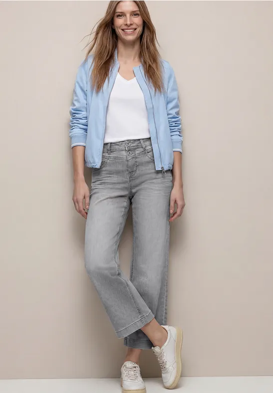 High Waist Wide Legs jeans in Loose Fit light grey wash