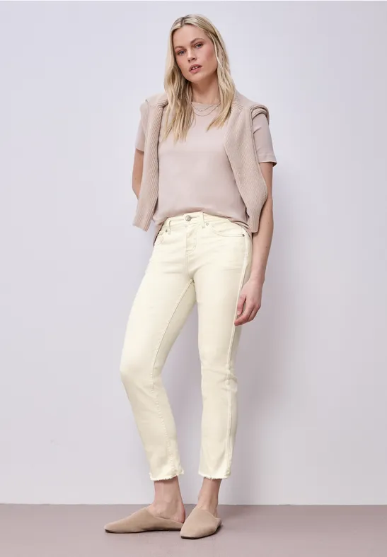 Jeans avec ourlet frangé ecru soft washed