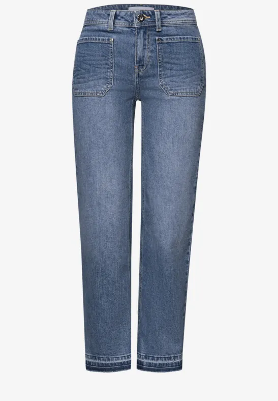 Jeans avec détail d'ourlet mid blue washed