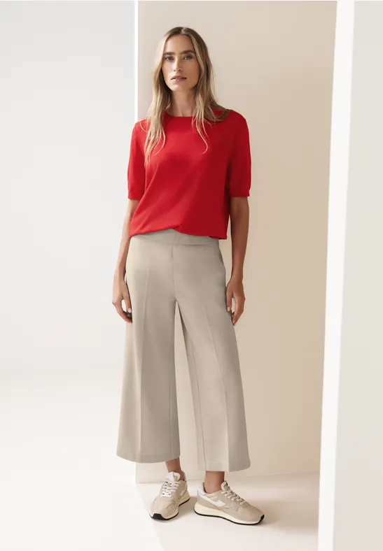 Pantalon High Waist Wide Leg en coupe décontractée cobble stone