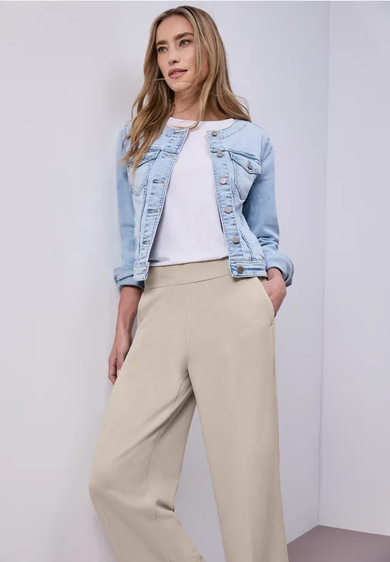Pantalon High Waist Wide Leg en coupe décontractée cobble stone