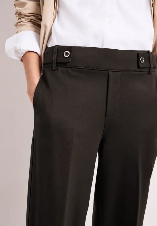 Wide Leg Hose mit Knopfdetail espresso brown
