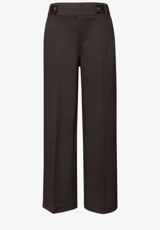 Wide Leg Hose mit Knopfdetail espresso brown