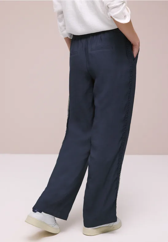 Wide Legs broek met gehaakt band shadowed navy