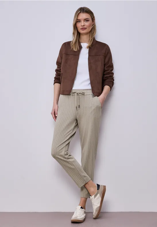 Straight Legs broek met strepen safari beige