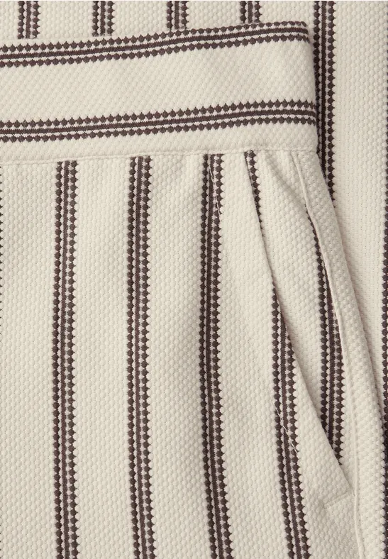 Wide Legs broek in casual pasvorm met strepen soft beige