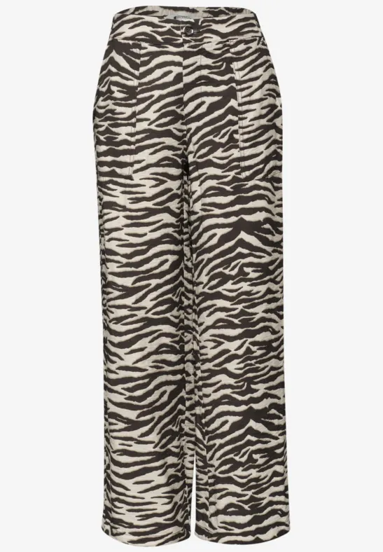 Wide Leg Hose im Loose Fit mit Animal Print espresso brown