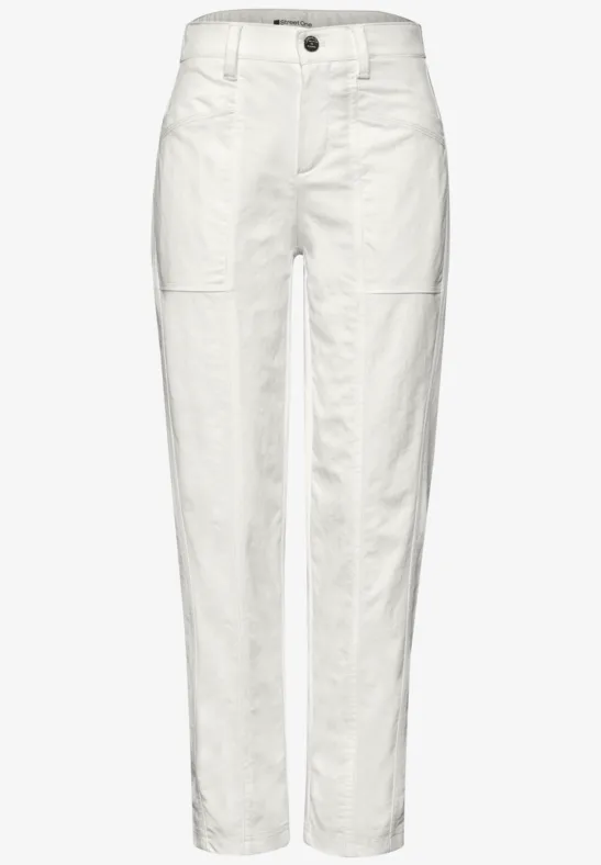 High Waist broek met wijde pijpen in casual pasvorm off white
