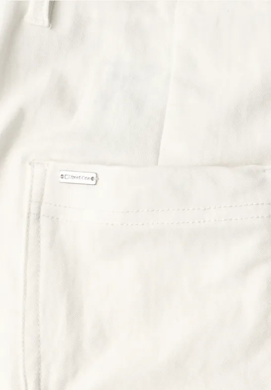 High Waist broek met wijde pijpen in casual pasvorm off white