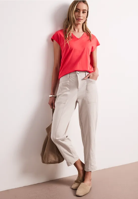 High Waist Barrel Leg Hose im Casual Fit clay sand