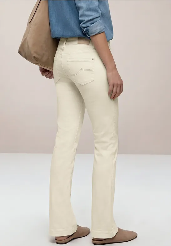 High Waist Bootcut Jeans im Slim Fit Ecru Washed