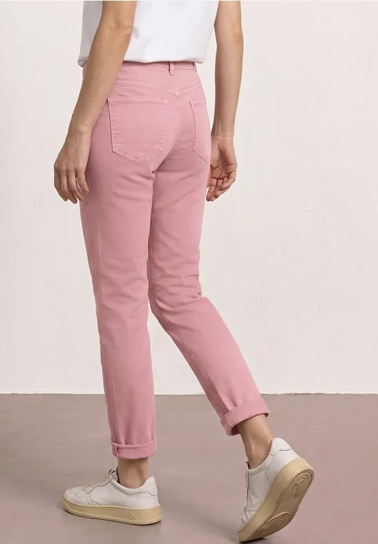 Mid Waist Tapered Leg Jeans im Loose Fit Blush Pink Washed