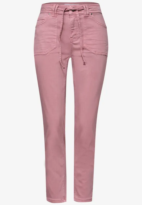 Mid Waist Tapered Leg Jeans im Loose Fit Blush Pink Washed