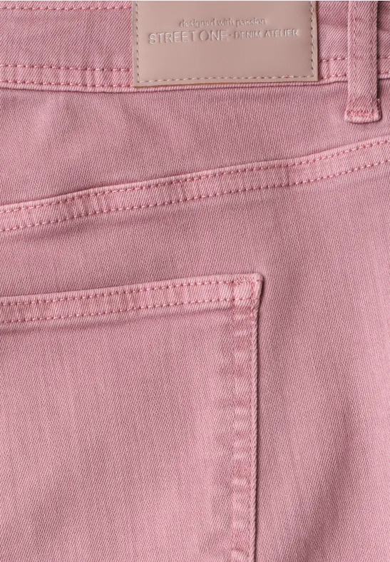 Mid Waist Tapered Leg Jeans im Loose Fit Blush Pink Washed