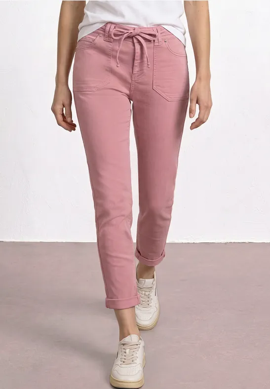 Mid Waist Tapered Leg Jeans im Loose Fit Blush Pink Washed